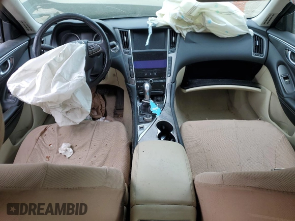 2015 Infiniti Q50 Premium with VIN JN1BV7AR1FM393334, listed as a Copart auction lot 53774125 with Not provided miles and Salvage title. Bid and sale history available at DreamBid. Image 8.
