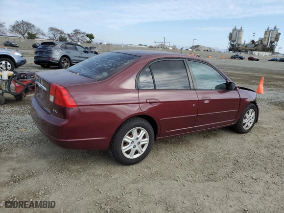 2003 Honda Civic EX with VIN 2HGES26763H545007, listed as a Copart auction lot 47525785 with 263,174 mi miles and Salvage Title. Bid and sale history available at carsss.com. Image 3.