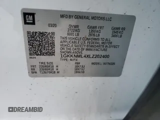 2020 GMC Acadia SLT with VIN 1GKKNML4XLZ202400, listed as a Copart auction lot 84801624 with 101,763 mi miles and Salvage title. Bid and sale history available at DreamBid. Image 15.