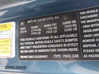 2016 Buick Cascada Premium с VIN W04WT3N51GG098491, выставлен на аукционе IAAI как лот 42296392 с пробегом 56 321 миль миль и . История ставок и продаж доступна на DreamBid. Изображение 9.