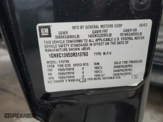 2003 Chevrolet Tahoe LS with VIN 1GNEC13V53R318763, listed as a Copart auction lot 42812695 with 0 mi miles and Salvage Title. Bid and sale history available at carsss.com. Image 12.