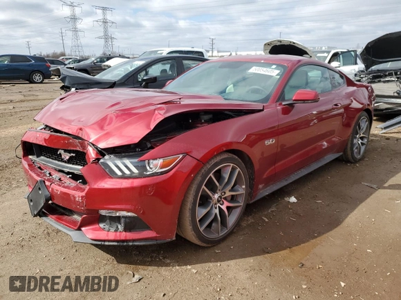 2015 Ford Mustang GT with VIN 1FA6P8CF9F5329284, listed as a Copart auction lot 50054605 with 9,189 mi miles and Salvage Title. Bid and sale history available at DreamBid. Image 1.