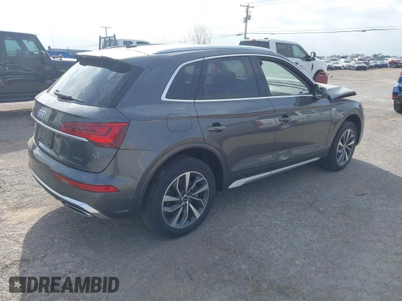 2023 Audi Q5 S line Premium Plus with VIN WA1EAAFY3P2145953, listed as a IAAI auction lot 42077197 with 22,415 mi miles and . Bid and sale history available at DreamBid. Image 4.