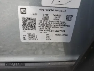 2023 GMC Acadia SLT with VIN 1GKKNMLS6PZ237570, listed as a Copart auction lot 73848254 with 8,055 mi miles and Salvage Title. Bid and sale history available at DreamBid. Image 13.