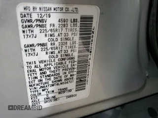 2020 Nissan Rogue SV with VIN JN8AT2MT4LW034721, listed as a Copart auction lot 57186515 with 91,686 mi miles and Salvage title. Bid and sale history available at DreamBid. Image 13.