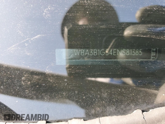 2014 BMW 3 Series 320i with VIN WBA3B1G54ENS81385, listed as a Copart auction lot 58822055 with Not provided miles and Salvage title. Bid and sale history available at DreamBid. Image 12.