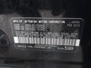 2016 Mitsubishi Lancer ES with VIN JA32U2FU8GU009324, listed as a IAAI auction lot 41722497 with 93,399 mi miles and . Bid and sale history available at DreamBid. Image 9.