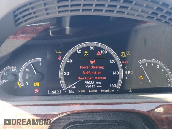 2012 Mercedes-Benz S 550 z VIN WDDNG9EB8CA446904, wystawiony jako Copart lot #57707575 z przebiegiem 146 185 mil mil oraz Szkoda całkowita • Salvage title. Historia ofert i sprzedaży dostępna na DreamBid. Obrazek 9.