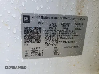 2018 Chevrolet Silverado 1500 LT with VIN 3GCPCREC0JG434297, listed as a Copart auction lot 46689365 with 88,437 mi miles and Salvage Title. Bid and sale history available at DreamBid. Image 12.
