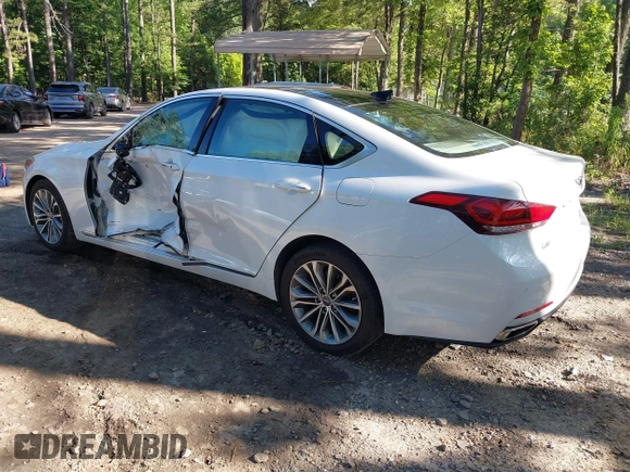 2017 Genesis G80 3.8L z VIN KMHGN4JE6HU168680, wystawiony jako IAAI lot #42524348 z przebiegiem 65 864 mil mil oraz . Historia ofert i sprzedaży dostępna na DreamBid. Obrazek 3.