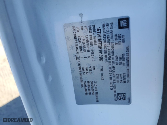 2017 GMC Savana Cargo Van with VIN 1GTW7AFF3H1915907, listed as a Copart auction lot 47096725 with 90,895 mi miles and Salvage Title. Bid and sale history available at carsss.com. Image 13.