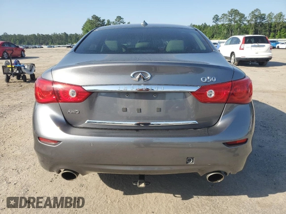 2014 Infiniti Q50 z VIN JN1BV7AR5EM704360, wystawiony jako Copart lot #54883795 z przebiegiem 156 301 mil mil oraz Szkoda całkowita • Salvage title. Historia ofert i sprzedaży dostępna na DreamBid. Obrazek 6.