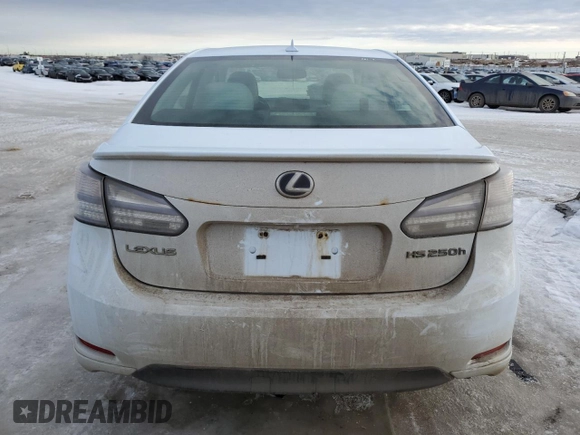 2010 Lexus HS 250h with VIN JTHBB1BA4A2004412, listed as a Copart auction lot 46927045 with 289,858 mi miles and Salvage Title. Bid and sale history available at DreamBid. Image 6.