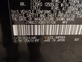 2008 Toyota RAV4 Ltd with VIN JTMBD31V085191104, listed as a IAAI auction lot 41543690 with 131,861 mi miles. Bid and sale history available at carsss.com. Image 9.