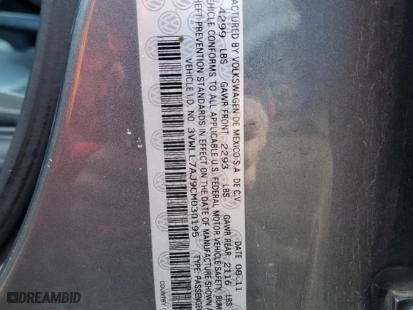 2012 Volkswagen Jetta Sedan TDI w/Premium with VIN 3VWLL7AJ9CM030195, listed as a Copart auction lot 46986545 with 162,889 mi miles and Salvage Title. Bid and sale history available at carsss.com. Image 12.