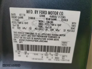 2011 Mercury Mariner Premier with VIN 4M2CN9HG7BKJ00344, listed as a Copart auction lot 47822215 with 107,070 mi miles and Salvage Title. Bid and sale history available at carsss.com. Image 14.