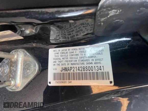 2008 Honda S2000 with VIN JHMAP21428S001341, listed as a Copart auction lot 55901455 with 199,948 mi miles and Clean Title. Bid and sale history available at DreamBid. Image 10.
