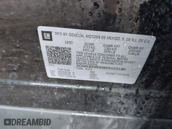 2021 Chevrolet Blazer LT с VIN 3GNKBDRS0MS533180, выставлен на аукционе IAAI как лот 42583495 с пробегом 70 520 миль миль и . История ставок и продаж доступна на DreamBid. Изображение 9.