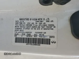 2020 Infiniti Q60 Red Sport 400 with VIN JN1FV7EL4LM460320, listed as a Copart auction lot 74035514 with 57,431 mi miles and Salvage title. Bid and sale history available at DreamBid. Image 13.