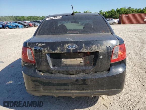 2011 Kia Rio LX with VIN KNADH4A31B6749736, listed as a Copart auction lot 53128685 with 103,392 mi miles and Clean Title. Bid and sale history available at carsss.com. Image 6.
