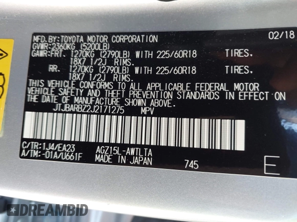 2018 Lexus NX with VIN JTJBARBZ2J2171275, listed as a IAAI auction lot 41897608 with 90,420 mi miles. Bid and sale history available at carsss.com. Image 9.