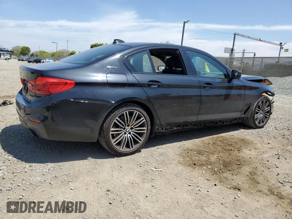 2019 BMW 5 Series 530e with VIN WBAJA9C56KB398509, listed as a Copart auction lot 53948875 with 22,670 mi miles and Salvage title. Bid and sale history available at DreamBid. Image 3.