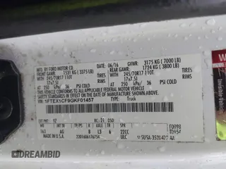 2016 Ford F-150 XL with VIN 1FTEX1CF9GKF01457, listed as a IAAI auction lot 42081417 with 94,311 mi miles and . Bid and sale history available at DreamBid. Image 9.