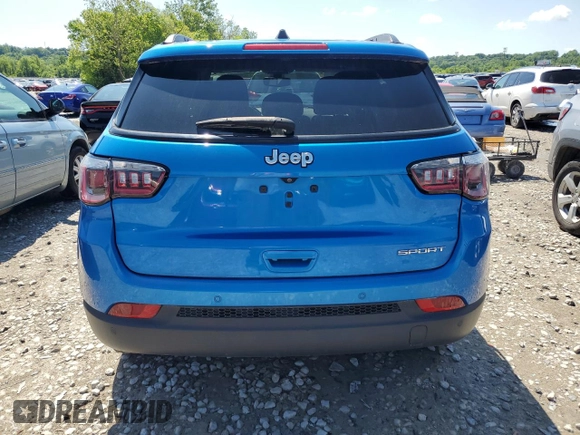 2018 Jeep Compass Sport with VIN 3C4NJCAB9JT468317, listed as a Copart auction lot 57658635 with 65,534 mi miles and Salvage title. Bid and sale history available at DreamBid. Image 6.