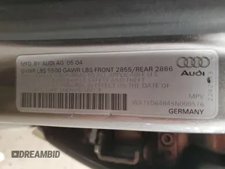 2005 Audi allroad A6 V8 with VIN WA1YD64B45N000576, listed as a Copart auction lot 81767684 with 146,848 mi miles and Salvage Title. Bid and sale history available at DreamBid. Image 13.