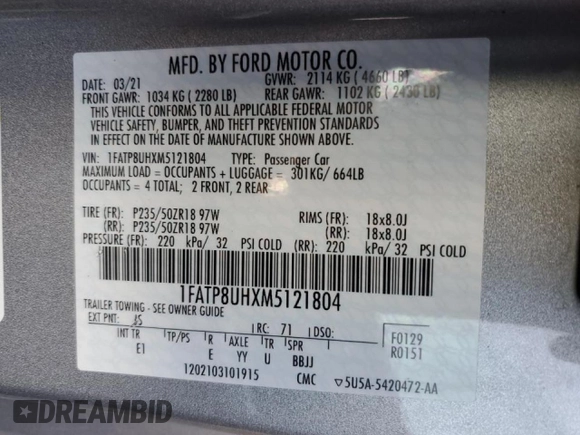 2021 Ford Mustang EcoBoost with VIN 1FATP8UHXM5121804, listed as a Copart auction lot 38404153 with 44,025 mi miles. Bid and sale history available at carsss.com. Image 13.