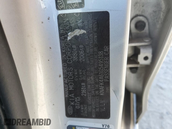 2016 Kia Forte LX with VIN KNAFK4A61G5495138, listed as a Copart auction lot 50738065 with 105,648 mi miles and Salvage Title. Bid and sale history available at carsss.com. Image 12.