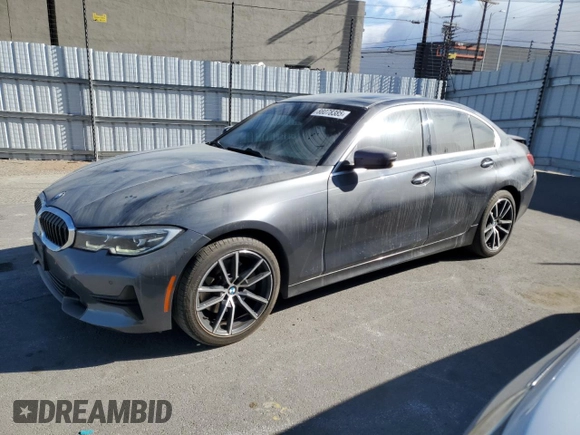 2019 BMW 3 Series 330i with VIN 3MW5R1J59K8B02799, listed as a Copart auction lot 88078385 with 38,362 mi miles and Salvage Title. Bid and sale history available at carsss.com. Image 1.