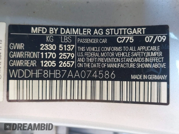 2010 Mercedes-Benz E 350 Luxury with VIN WDDHF8HB7AA074586, listed as a IAAI auction lot 42628056 with 94,330 mi miles and . Bid and sale history available at DreamBid. Image 9.