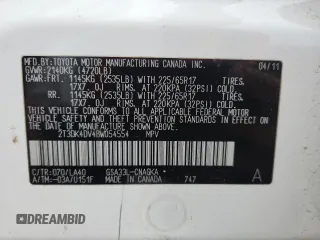 2011 Toyota RAV4 Limited с VIN 2T3DK4DV4BW054554, выставлен на аукционе Copart как лот 62896815 с пробегом 219 107 миль миль и Чистый • Clean title. История ставок и продаж доступна на DreamBid. Изображение 12.