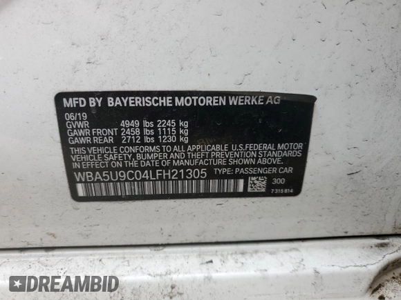 2020 BMW 3 Series M340i xDrive with VIN WBA5U9C04LFH21305, listed as a Copart auction lot 87074524 with 113,784 mi miles and Salvage Title. Bid and sale history available at DreamBid. Image 14.