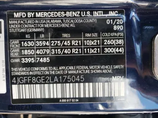 2020 Mercedes-Benz GLS with VIN 4JGFF8GE2LA175045, listed as a Copart auction lot 59666072 with 25,607 mi miles. Bid and sale history available at carsss.com. Image 10.