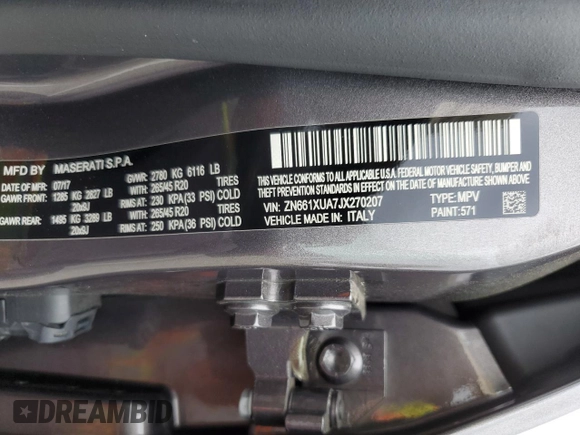 2018 Maserati Levante with VIN ZN661XUA7JX270207, listed as a Copart auction lot 55647243 with 21,557 mi miles. Bid and sale history available at carsss.com. Image 13.