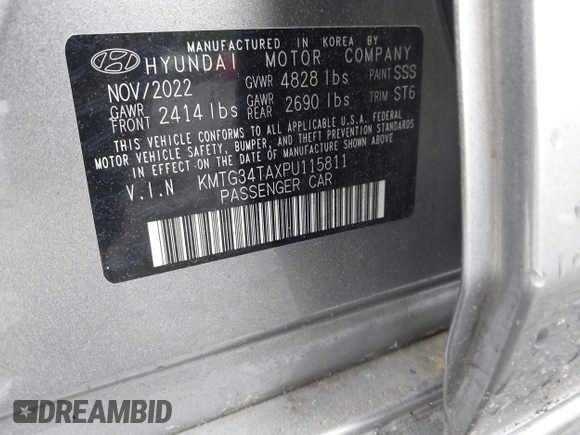 2023 Genesis G70 2.0T z VIN KMTG34TAXPU115811, wystawiony jako IAAI lot #42384218 z przebiegiem 35 262 mil mil oraz . Historia ofert i sprzedaży dostępna na DreamBid. Obrazek 9.