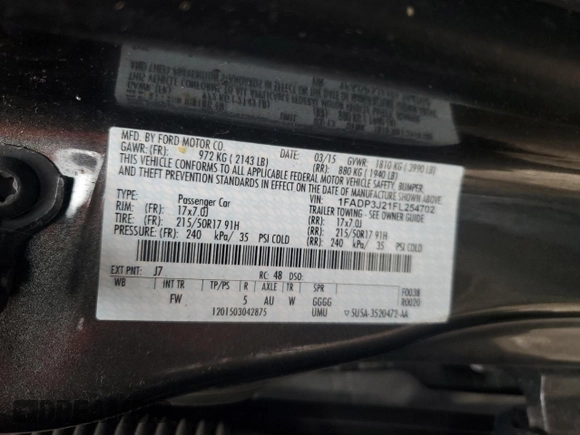 2015 Ford Focus Titanium с VIN 1FADP3J21FL254702, выставлен на аукционе Copart как лот 59872395 с пробегом 93 195 миль миль и Списание • Salvage title. История ставок и продаж доступна на DreamBid. Изображение 12.