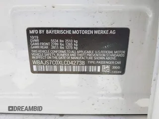 2020 BMW 5 Series M550i xDrive with VIN WBAJS7C0XLCD42738, listed as a IAAI auction lot 42326945 with 50,046 mi miles and . Bid and sale history available at DreamBid. Image 9.