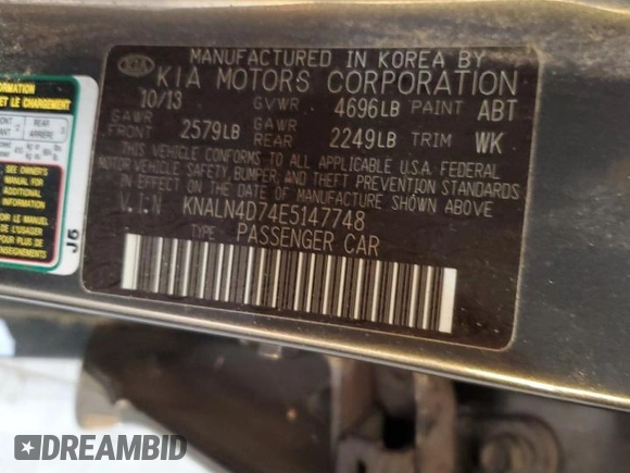 2014 Kia Cadenza Premium with VIN KNALN4D74E5147748, listed as a Copart auction lot 77889914 with 170,704 mi miles and Clean Title. Bid and sale history available at carsss.com. Image 12.