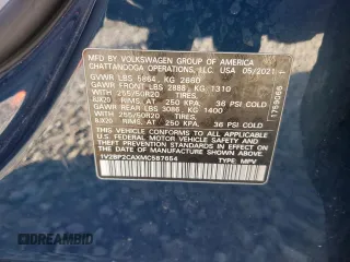 2021 Volkswagen Atlas SEL with VIN 1V2BP2CAXMC587654, listed as a Copart auction lot 49255785 with 117,106 mi miles and Salvage title. Bid and sale history available at DreamBid. Image 13.