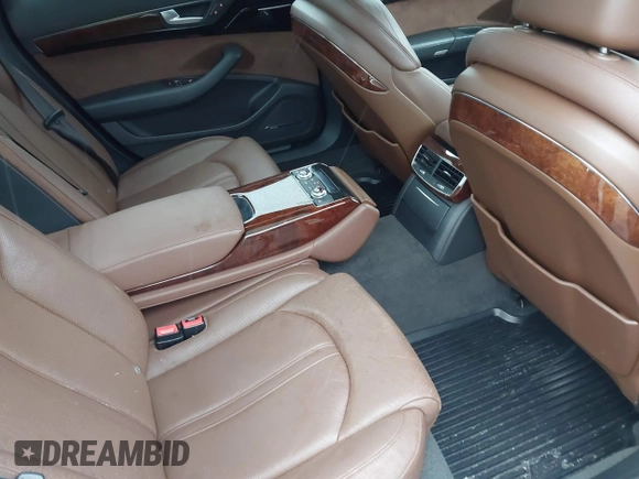 2012 Audi A8 L with VIN WAURVAFD7CN011767, listed as a IAAI auction lot 41848096 with 98,397 mi miles. Bid and sale history available at carsss.com. Image 8.