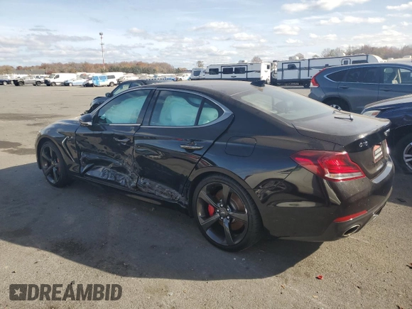2021 Genesis G70 3.3T with VIN KMTG34LE5MU076656, listed as a Copart auction lot 79161874 with 60,000 mi miles and Salvage Title. Bid and sale history available at carsss.com. Image 2.