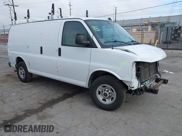 2019 GMC Savana Cargo with VIN 1GTW7AFPXK1287974, listed as a IAAI auction lot 41923464 with 148,348 mi miles and . Bid and sale history available at DreamBid. Image 1.