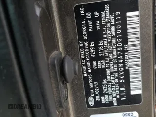 2013 Kia Optima EX with VIN 5XXGN4A79DG100119, listed as a Copart auction lot 60609565 with 132,181 mi miles and Clean title. Bid and sale history available at DreamBid. Image 12.