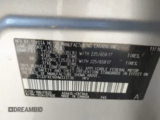 2017 Toyota RAV4 LE z VIN 2T3ZFREV6HW331736, wystawiony jako IAAI lot #41840112 z przebiegiem 110 328 mil mil oraz . Historia ofert i sprzedaży dostępna na DreamBid. Obrazek 9.