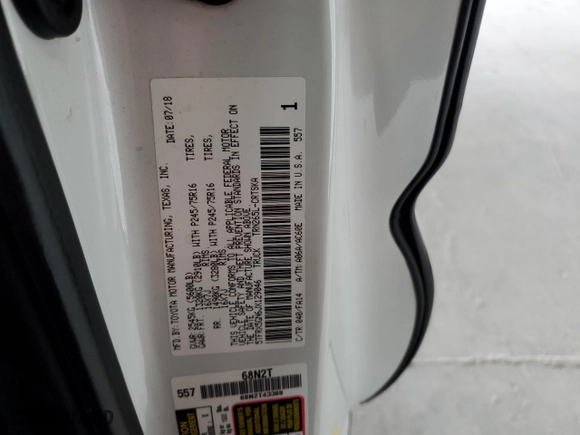 2018 Toyota Tacoma SR with VIN 5TFRX5GN6JX129046, listed as a Copart auction lot 51868445 with 256,150 mi miles and Clean Title. Bid and sale history available at carsss.com. Image 12.