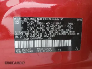 2012 Toyota RAV4 Limited with VIN 2T3DF4DVXCW177944, listed as a Copart auction lot 51298285 with 116,145 mi miles and Salvage Title. Bid and sale history available at DreamBid. Image 16.