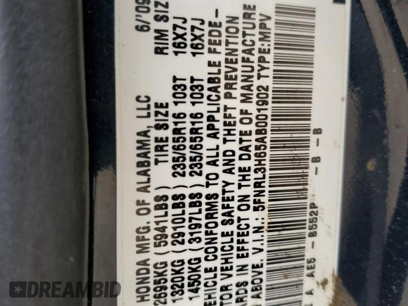2010 Honda Odyssey EX-L с VIN 5FNRL3H65AB001902, выставлен на аукционе Copart как лот 58550114 с пробегом 158 484 миль миль и Чистый • Clean title. История ставок и продаж доступна на DreamBid. Изображение 13.